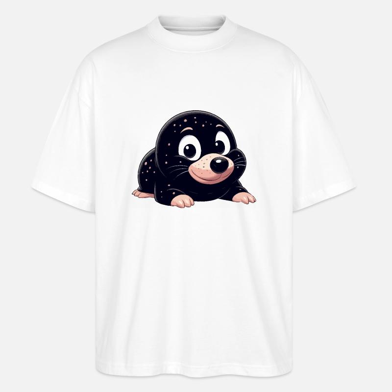 Maulwurf süß - Stanley/Stella Oversized Unisex Bio T-Shirt Blaster 2.0 - Weiß