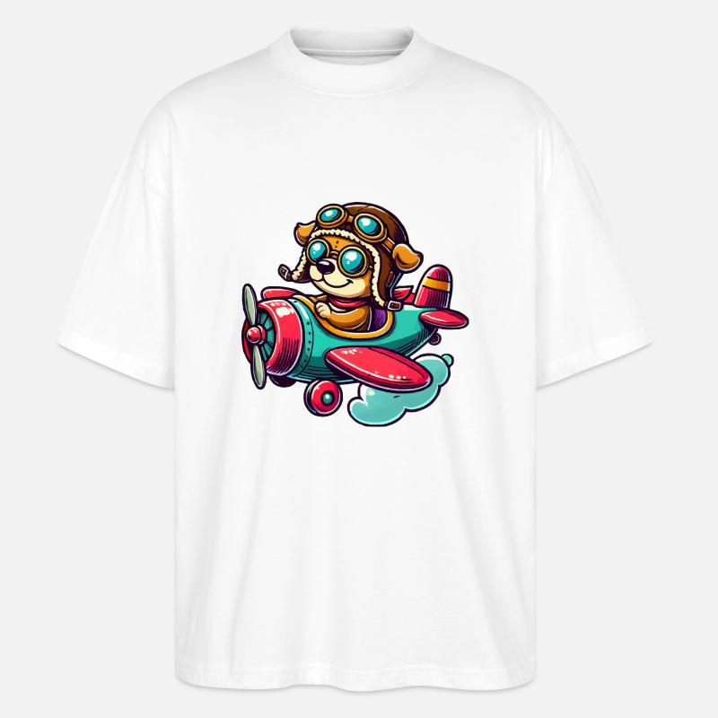 Hund Pilot - Stanley/Stella Oversized Unisex Bio T-Shirt Blaster 2.0 - Weiß