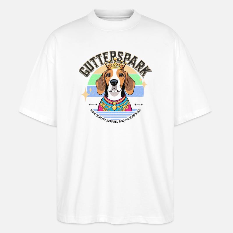 Gutterspark Design Beagle - Stanley/Stella Oversized Unisex Bio T-Shirt Blaster 2.0 - Weiß