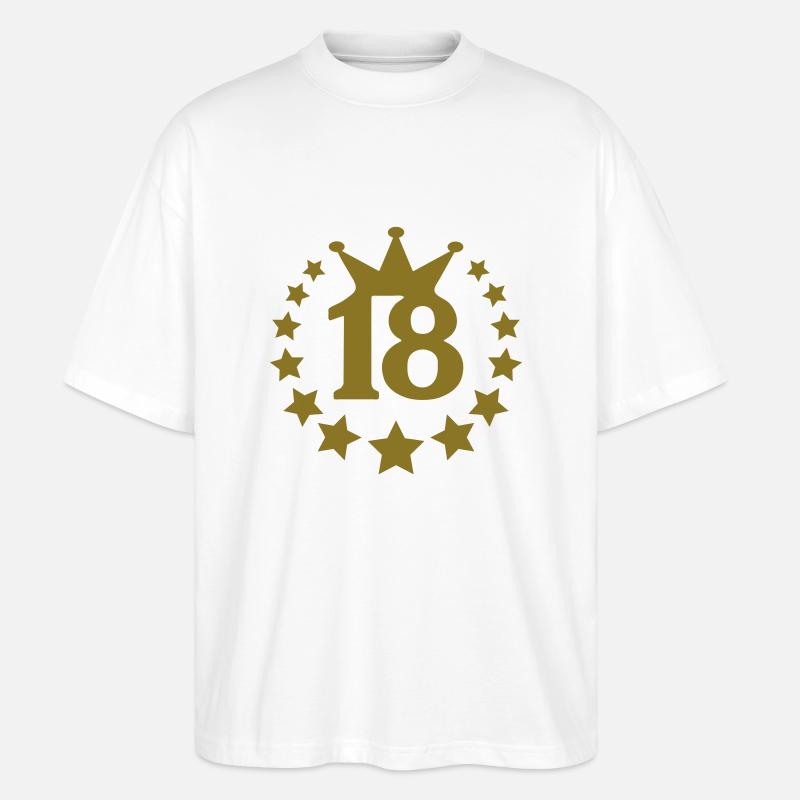 18 real Stern krone - Stanley/Stella Oversized Unisex Bio T-Shirt Blaster 2.0 - Weiß