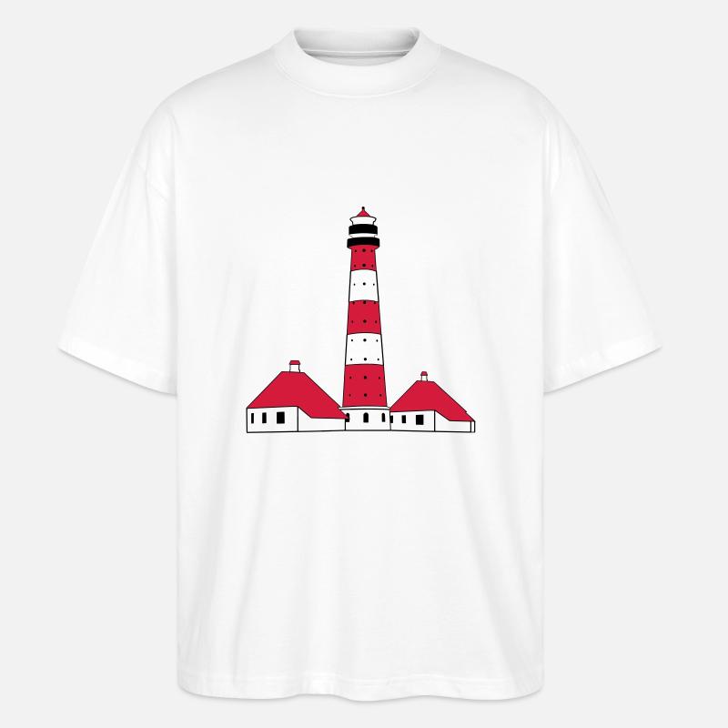 Westerhever Leuchtturm - Stanley/Stella Oversized Unisex Bio T-Shirt Blaster 2.0 - Weiß
