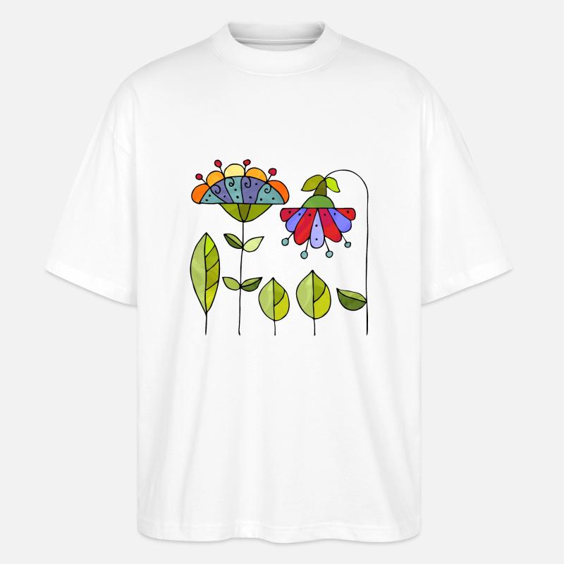 Blumen - Stanley/Stella Oversized Unisex Bio T-Shirt Blaster 2.0 - Weiß