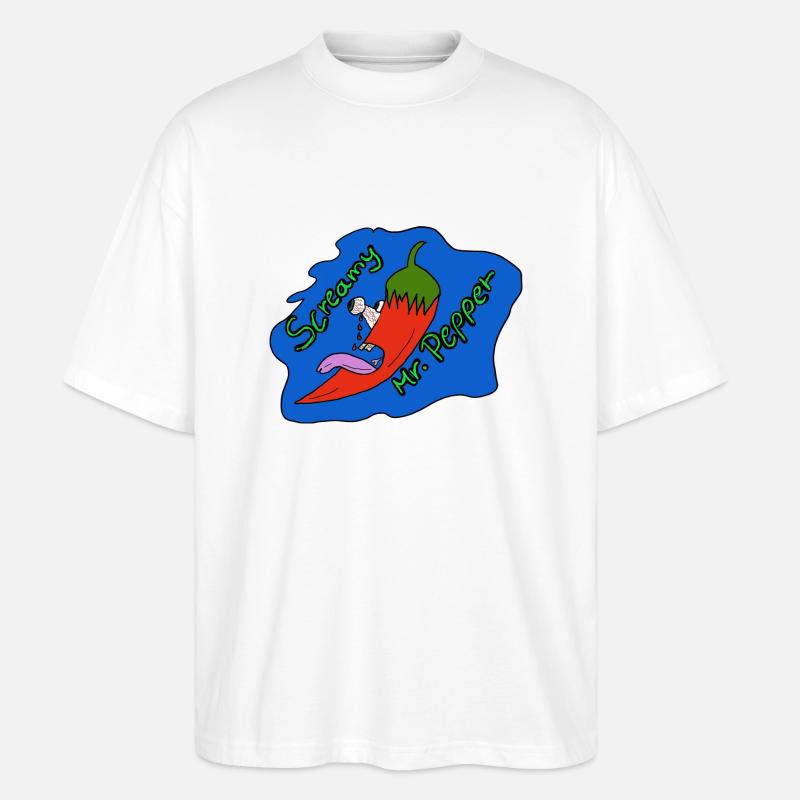 Peperonie Screamy Mr. Pepper - Stanley/Stella Oversized Unisex Bio T-Shirt Blaster 2.0 - Weiß