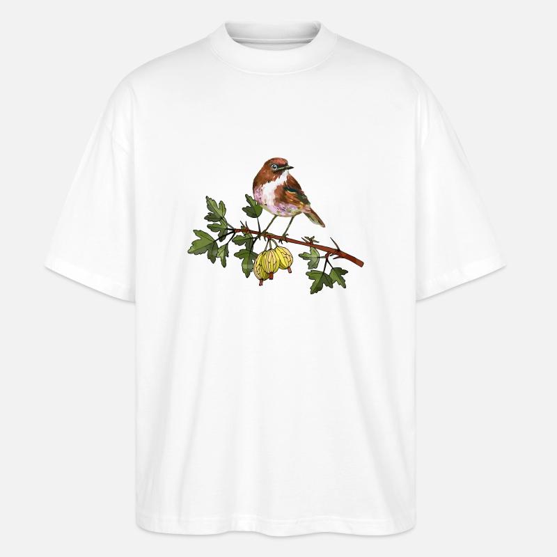Bunter Vogel - Stanley/Stella Oversized Unisex Bio T-Shirt Blaster 2.0 - Weiß