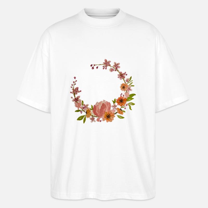 Asymmetrische Blumenkrone - Stanley/Stella Oversized Unisex Bio T-Shirt Blaster 2.0 - Weiß