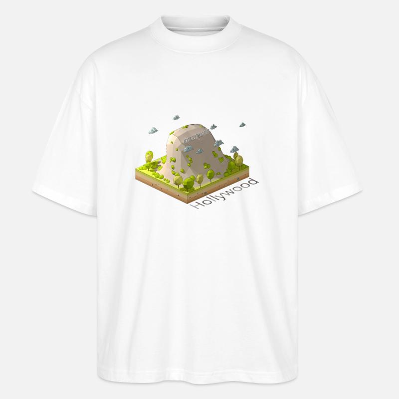 Geometrisches Low-Poly-Hollywood-Zeichen - Stanley/Stella Oversized Unisex Bio T-Shirt Blaster 2.0 - Weiß