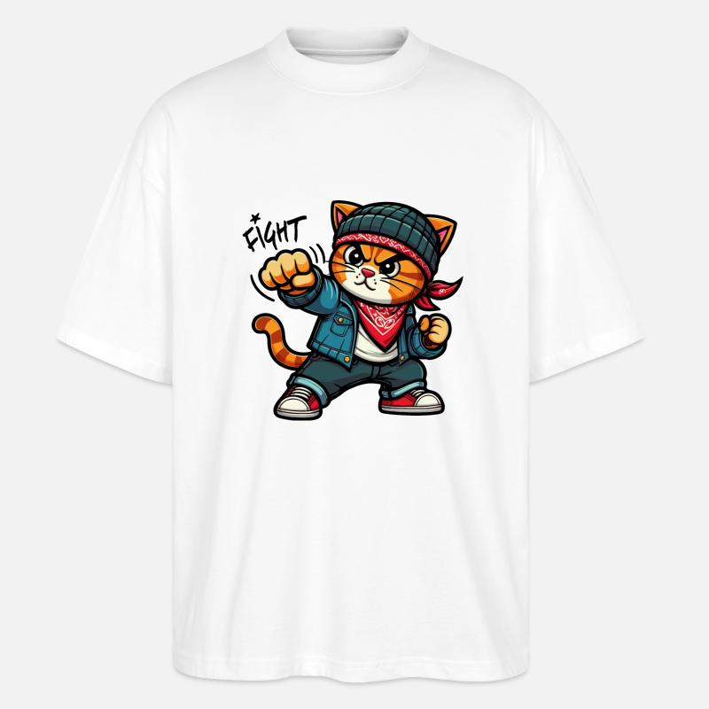 Chat forcé : Combat - T-shirt bio Blaster 2.0 coupe oversize Stanley/Stella Unisexe - blanc