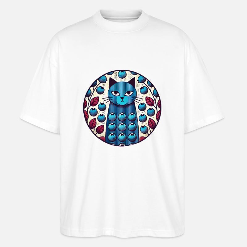 Blaubeer-Katze - Stanley/Stella Oversized Unisex Bio T-Shirt Blaster 2.0 - Weiß