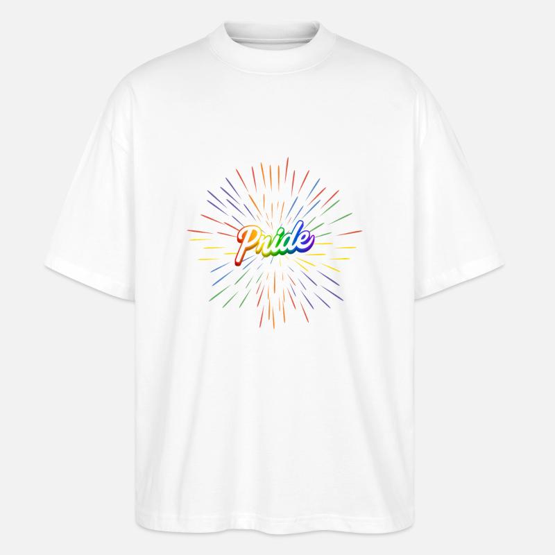 🏳️ 🌈 T-shirt PRIDE – Édition Explosion Arc-en-ciel - T-shirt bio Blaster 2.0 coupe oversize Stanley/Stella Unisexe - blanc