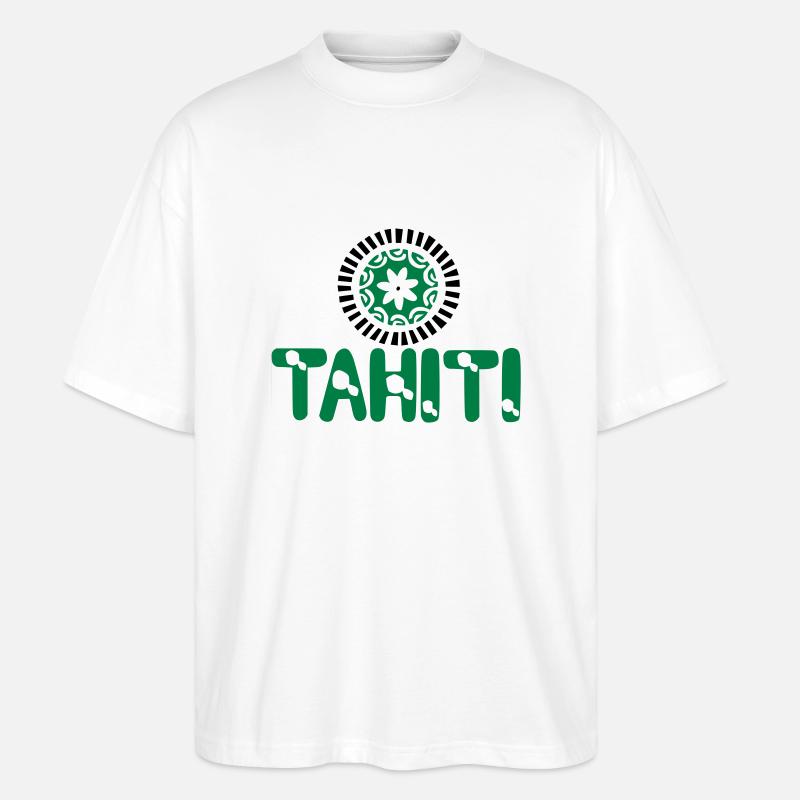 polynesian tattoo tahiti map tiare - T-shirt bio Blaster 2.0 coupe oversize Stanley/Stella Unisexe - blanc
