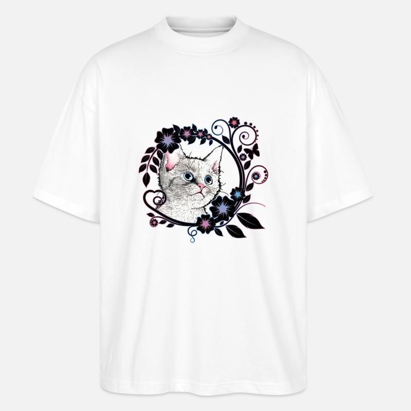 Katze - Stanley/Stella Oversized Unisex Bio T-Shirt Blaster 2.0 - Weiß
