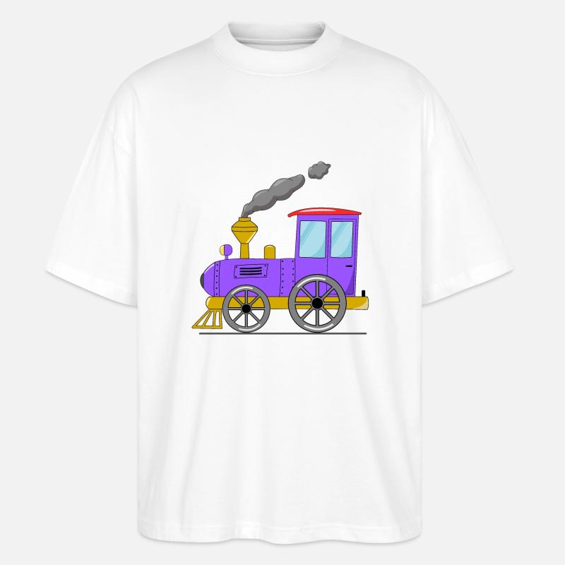 Kinderzug Eisenbahn lila - Stanley/Stella Oversized Unisex Bio T-Shirt Blaster 2.0 - Weiß