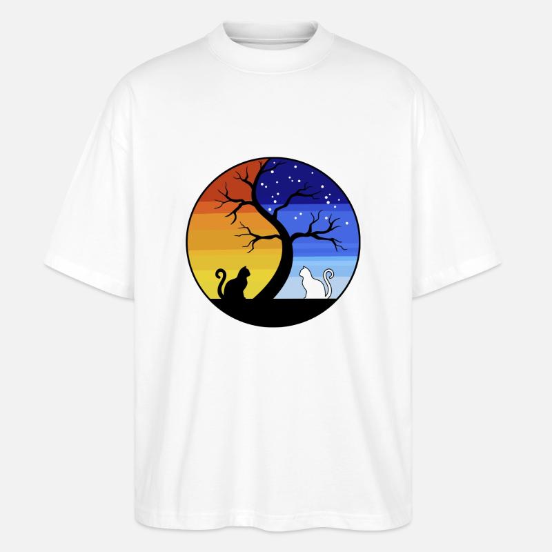 KATZE YING YANG - Stanley/Stella Oversized Unisex Bio T-Shirt Blaster 2.0 - Weiß
