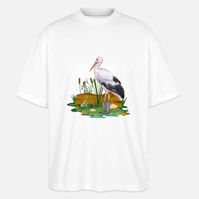 Storch in Gummistiefel - Stanley/Stella Oversized Unisex Bio T-Shirt Blaster 2.0 - Weiß