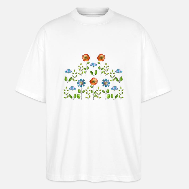 Blumen - Stanley/Stella Oversized Unisex Bio T-Shirt Blaster 2.0 - Weiß