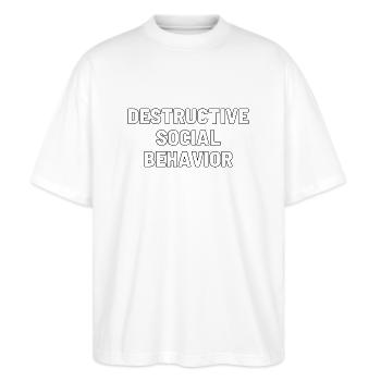 DESTRUCTIVE SOCIAL BEHAVIOR - Stanley/Stella Oversized Unisex Organic T-shirt Blaster 2.0 - white - Front - Alina (178cm) & Michal (187cm)