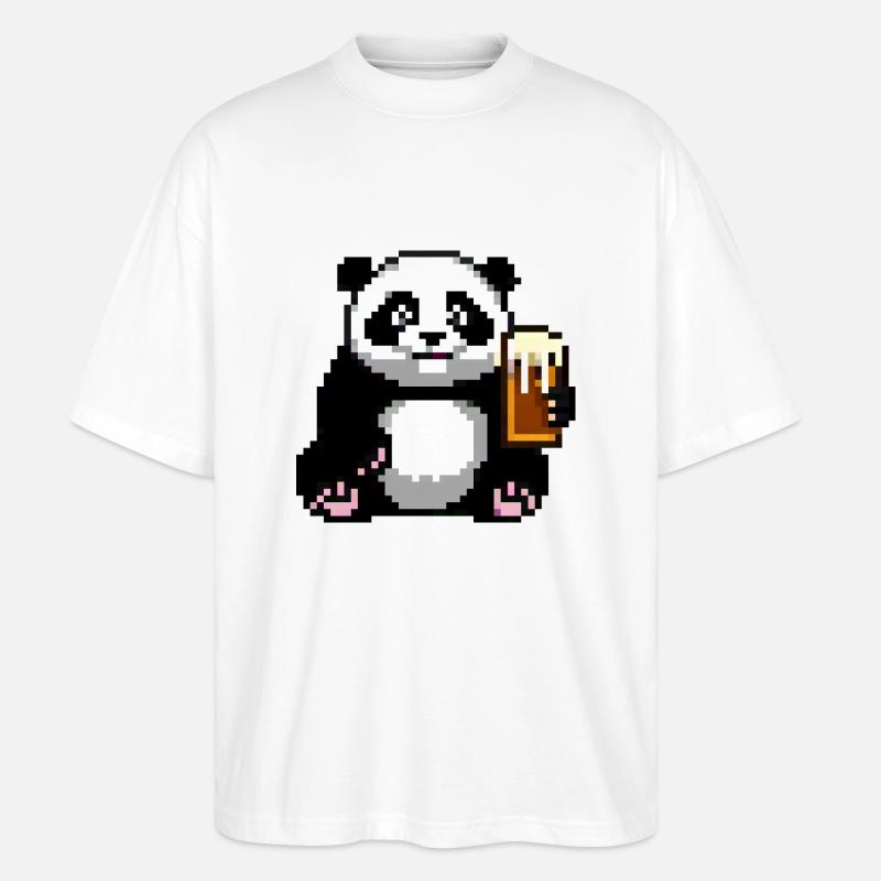Pixel Panda Pint Zeit - Stanley/Stella Oversized Unisex Bio T-Shirt Blaster 2.0 - Weiß