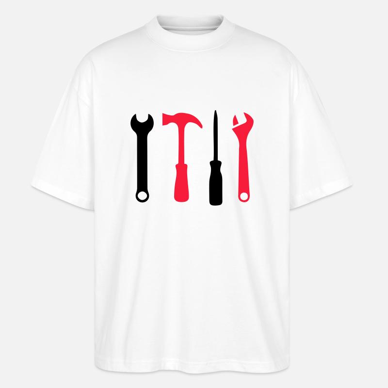 werkzeug symbole - Stanley/Stella Oversized Unisex Bio T-Shirt Blaster 2.0 - Weiß