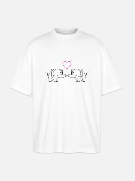 elefanten verliebt - Stanley/Stella Oversized Unisex Bio T-Shirt Blaster 2.0 - Weiß