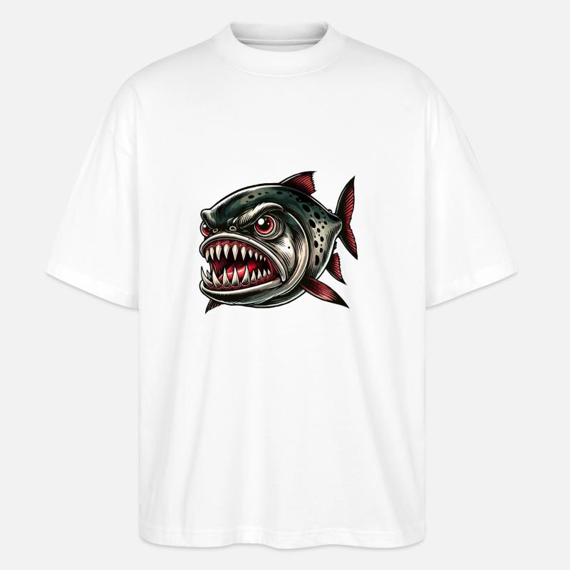 piranha comic - Stanley/Stella Oversized Unisex Bio T-Shirt Blaster 2.0 - Weiß