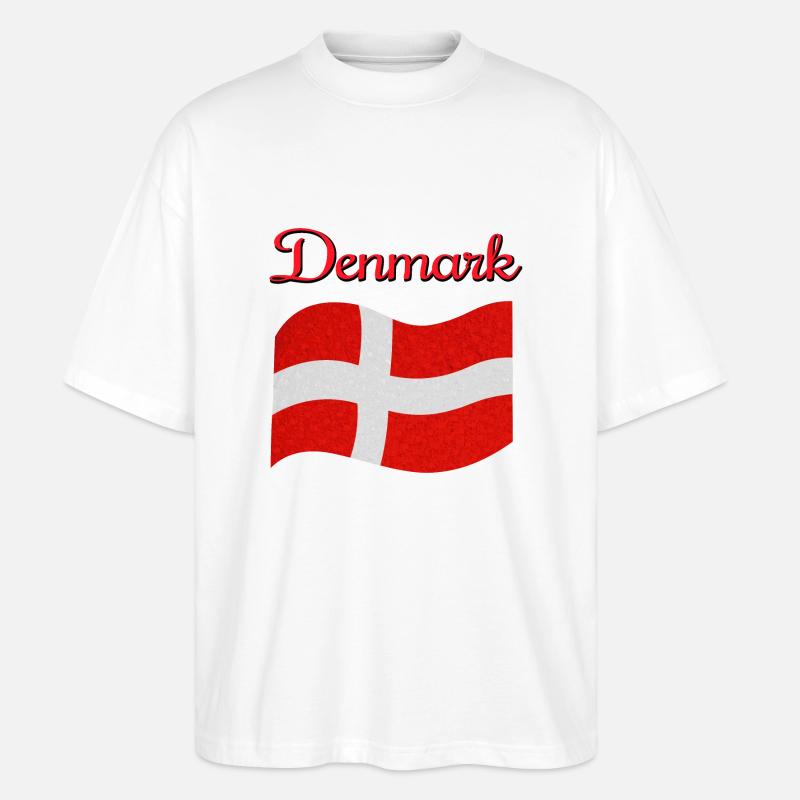 Drapeau du Danemark - T-shirt bio Blaster 2.0 coupe oversize Stanley/Stella Unisexe - blanc