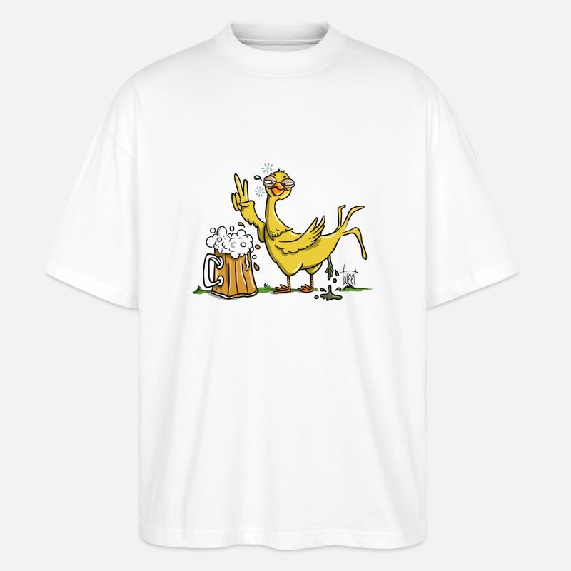Drunk Bird - Stanley/Stella Oversized Unisex Bio T-Shirt Blaster 2.0 - Weiß