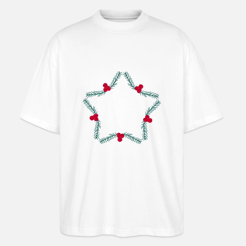 Weihnachtskranz in Sternform - Stanley/Stella Oversized Unisex Bio T-Shirt Blaster 2.0 - Weiß