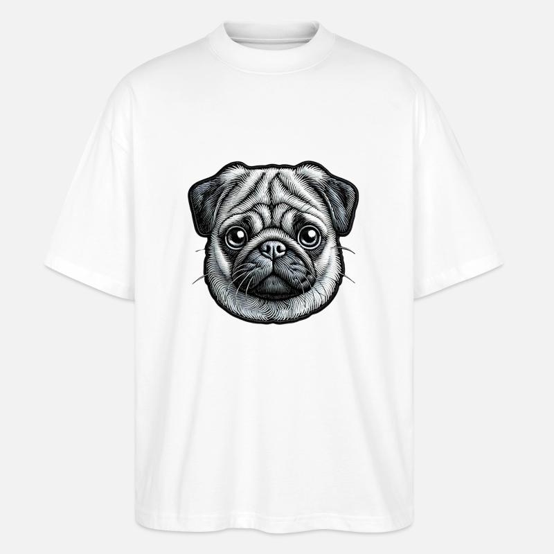 Mops – süß und gesellig - Stanley/Stella Oversized Unisex Bio T-Shirt Blaster 2.0 - Weiß
