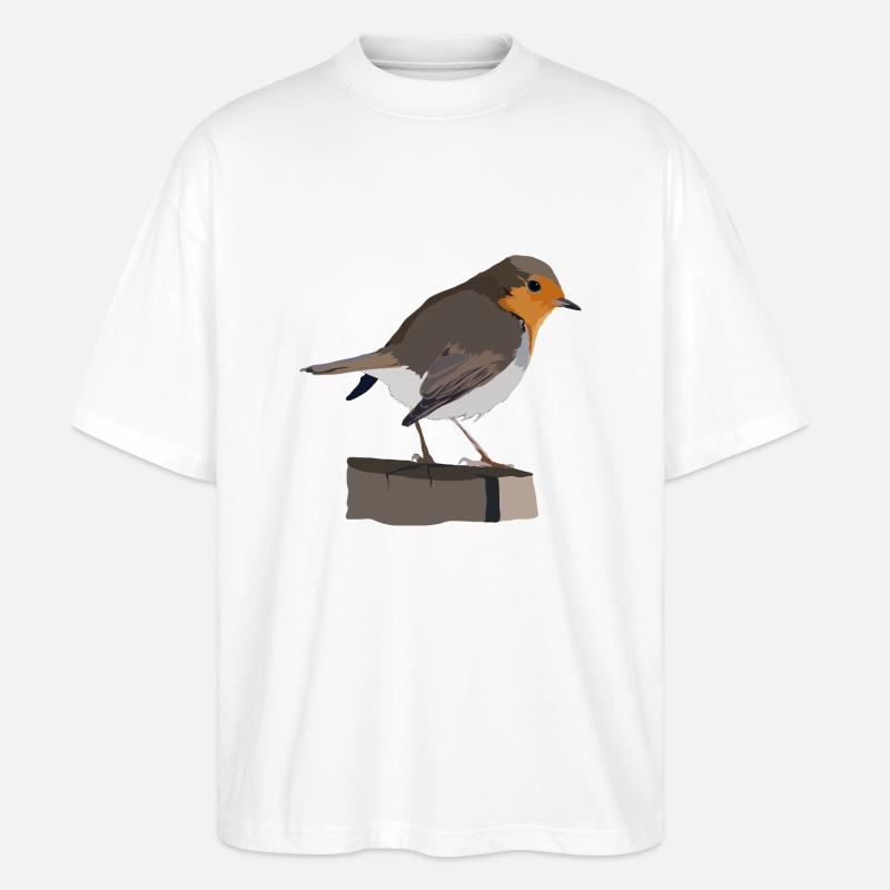 Rotkehlchen - Stanley/Stella Oversized Unisex Bio T-Shirt Blaster 2.0 - Weiß