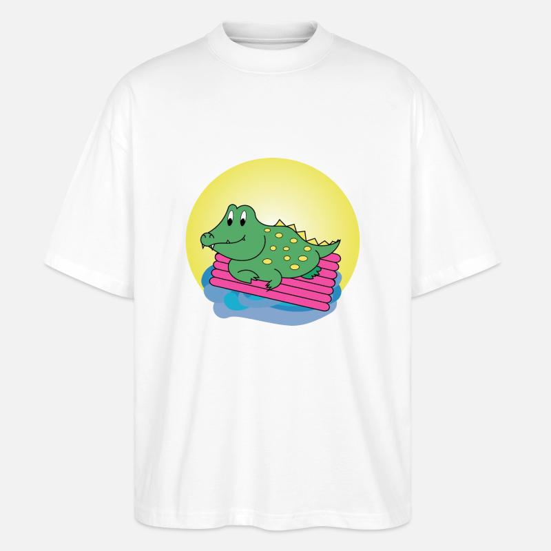 Kai Krokodil - Geschenk - Geschenkidee - Stanley/Stella Oversized Unisex Bio T-Shirt Blaster 2.0 - Weiß