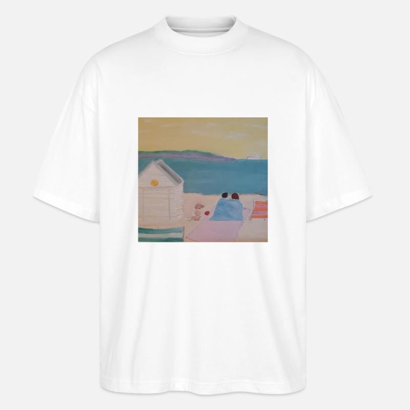Pärchen mit Hund - Stanley/Stella Oversized Unisex Bio T-Shirt Blaster 2.0 - Weiß