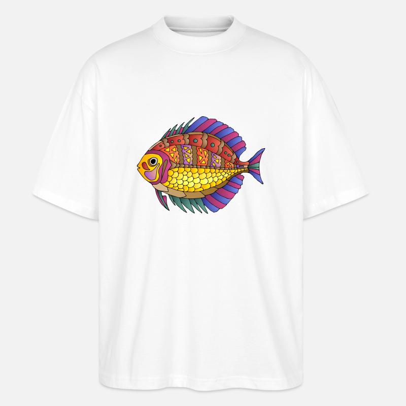 Fisch - Stanley/Stella Oversized Unisex Bio T-Shirt Blaster 2.0 - Weiß