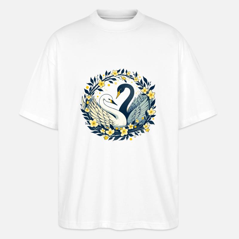 Schwanen-Pärchen - Stanley/Stella Oversized Unisex Bio T-Shirt Blaster 2.0 - Weiß
