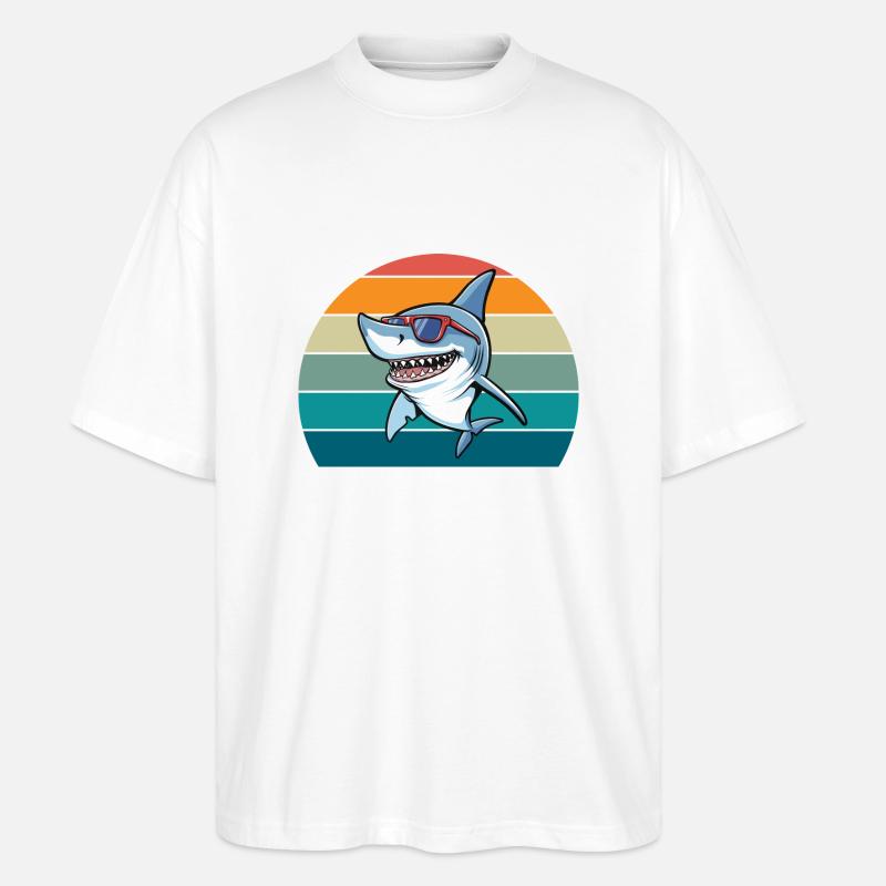 Shark Retro - Stanley/Stella Oversized Unisex Organic T-shirt Blaster 2.0 - white