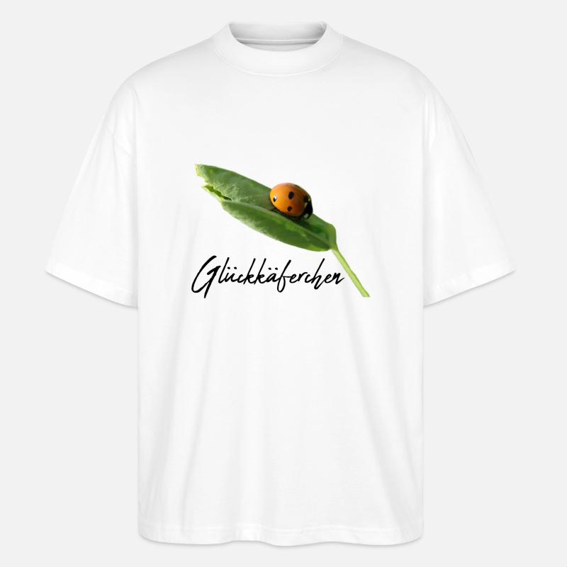 Glückskäferchen Marienkäfer Glücksbringer - Stanley/Stella Oversized Unisex Bio T-Shirt Blaster 2.0 - Weiß