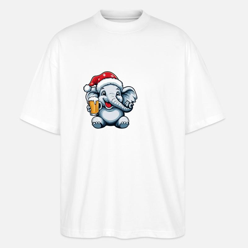 Elephant Bière Noël Noël - T-shirt bio Blaster 2.0 coupe oversize Stanley/Stella Unisexe - blanc