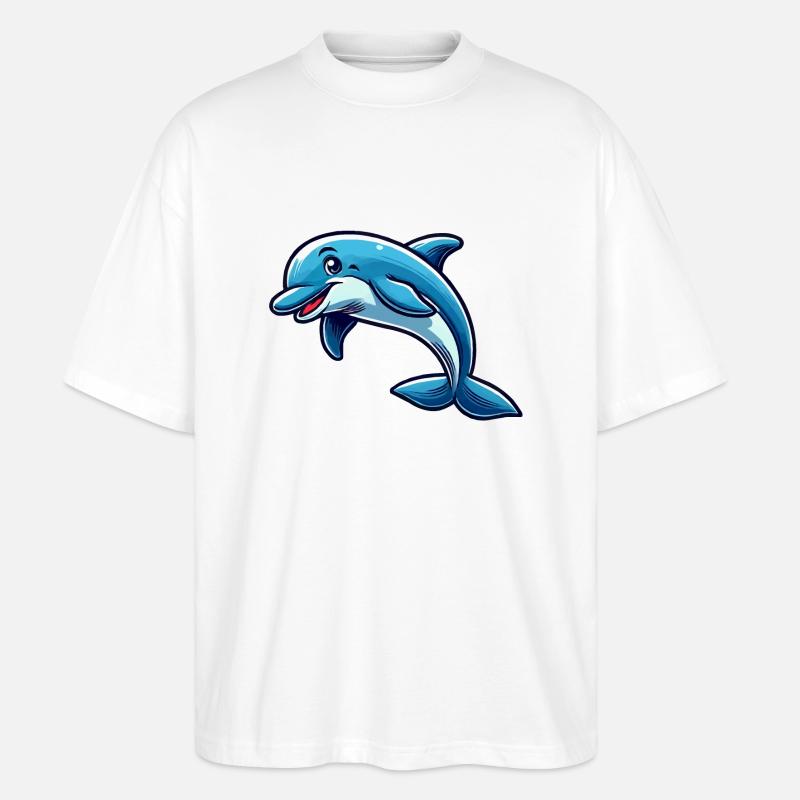 Delfin Delphin Comic - Stanley/Stella Oversized Unisex Bio T-Shirt Blaster 2.0 - Weiß