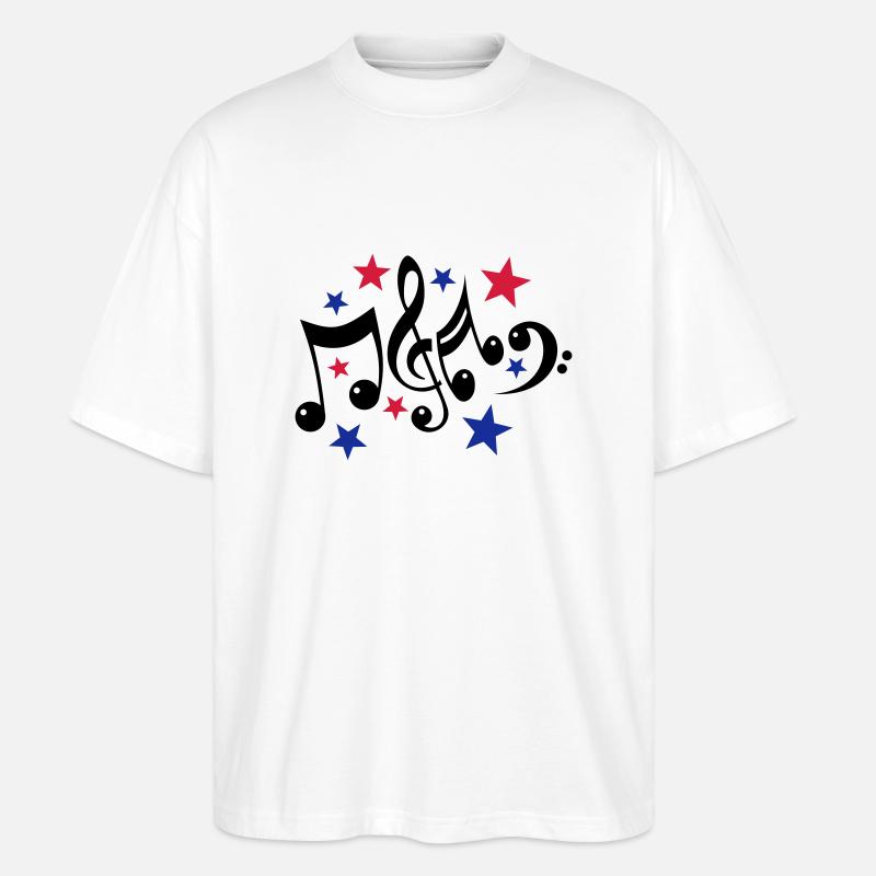 Noten und Sterne 3c - Stanley/Stella Oversized Unisex Bio T-Shirt Blaster 2.0 - Weiß
