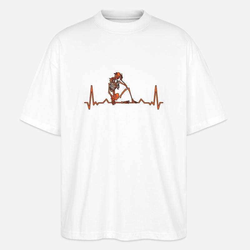 Herzfrequenz vom Skelett - Stanley/Stella Oversized Unisex Bio T-Shirt Blaster 2.0 - Weiß