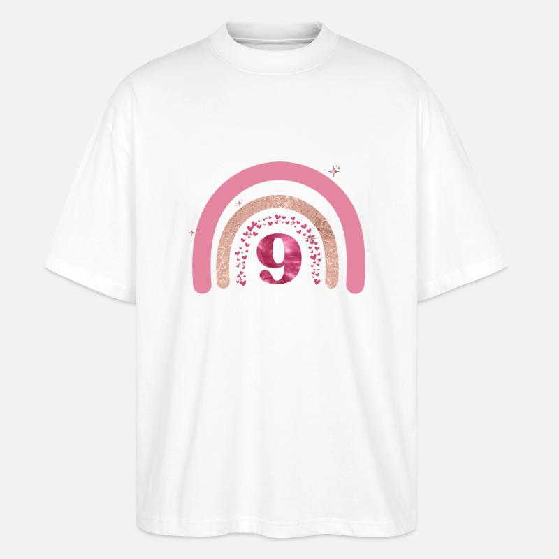 9e anniversaire rainbow rose - T-shirt bio Blaster 2.0 coupe oversize Stanley/Stella Unisexe - blanc