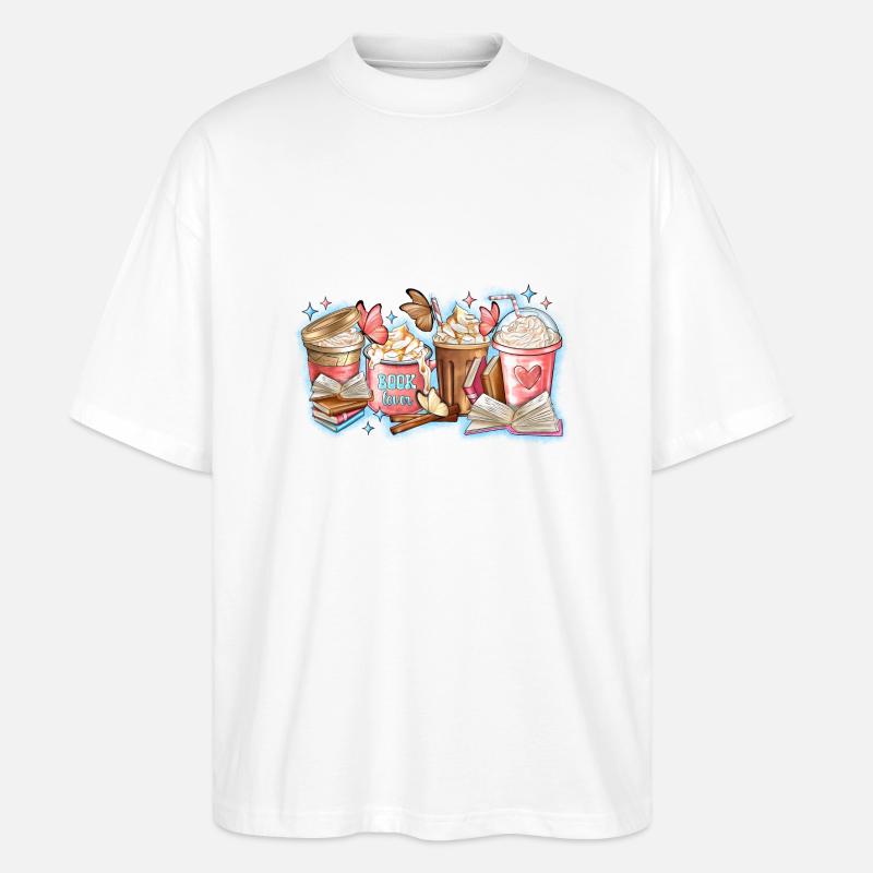 Buch Lover Kaffeetassen - Stanley/Stella Oversized Unisex Bio T-Shirt Blaster 2.0 - Weiß