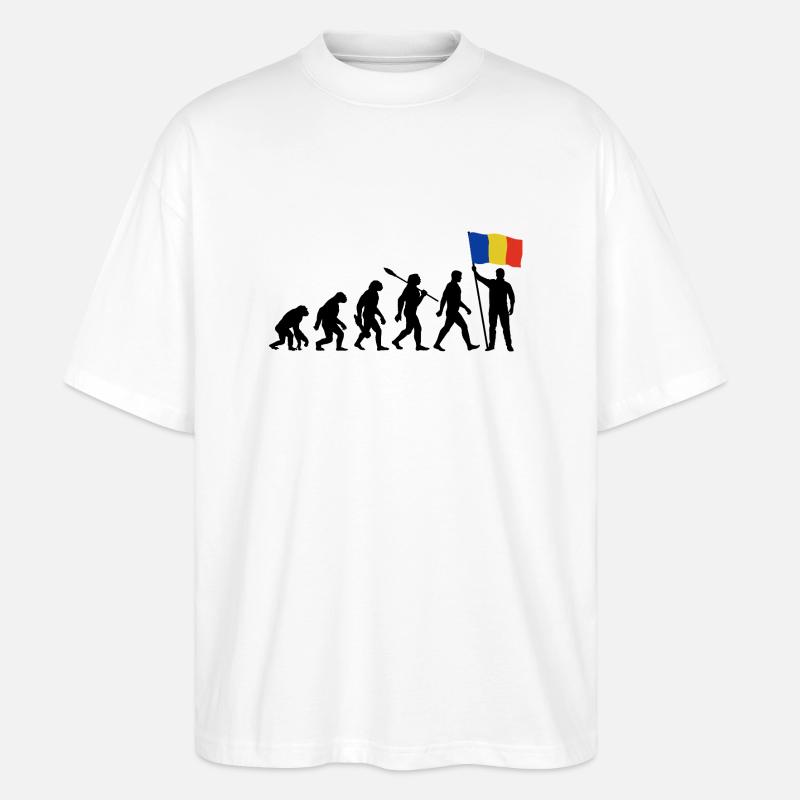 Rumänien - Evolution - Flagge - Nation - Stanley/Stella Oversized Unisex Bio T-Shirt Blaster 2.0 - Weiß