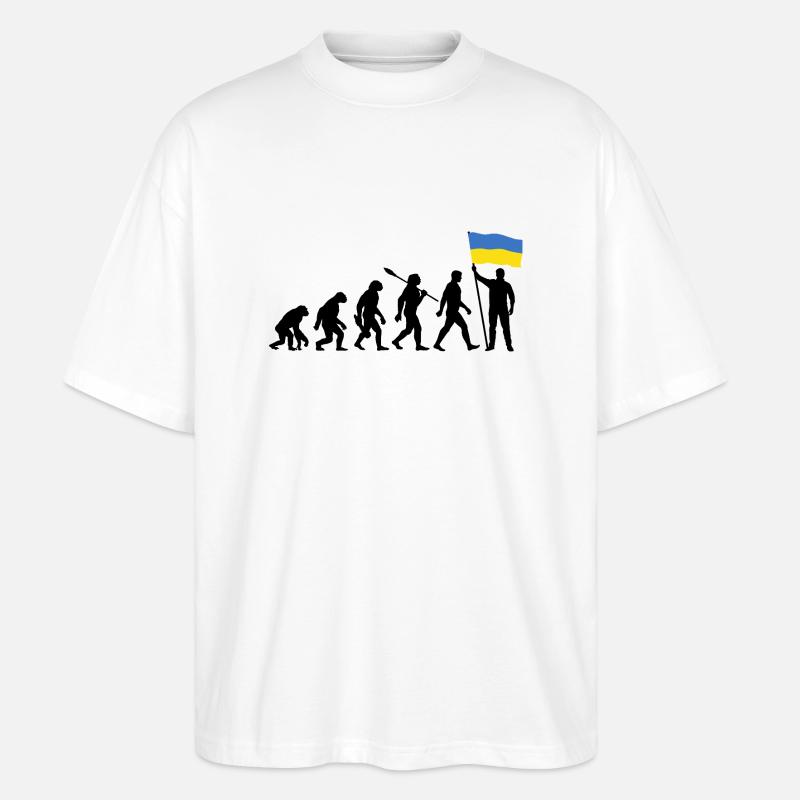 Ukraine - Evolution - Drapeau - Nation - T-shirt bio Blaster 2.0 coupe oversize Stanley/Stella Unisexe - blanc