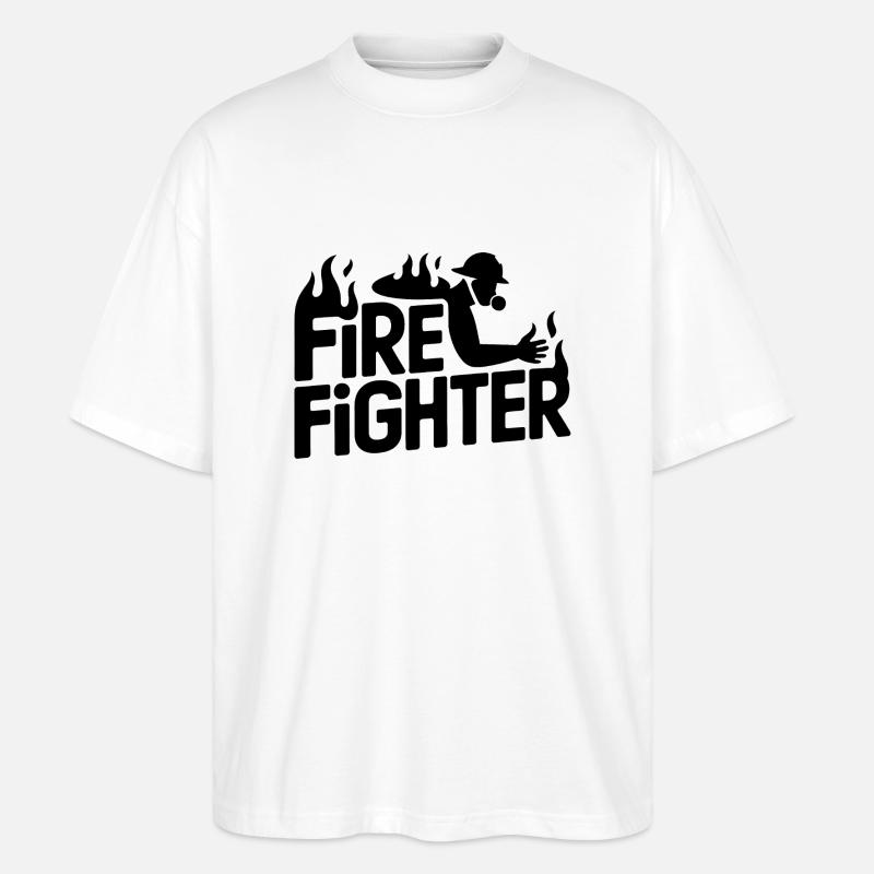 Pompier - Logo Cool Hero - T-shirt bio Blaster 2.0 coupe oversize Stanley/Stella Unisexe - blanc