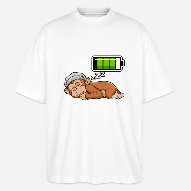 Monkey Sleeping Recharging Night Bedtime - Stanley/Stella Oversized Unisex Bio T-Shirt Blaster 2.0 - Weiß