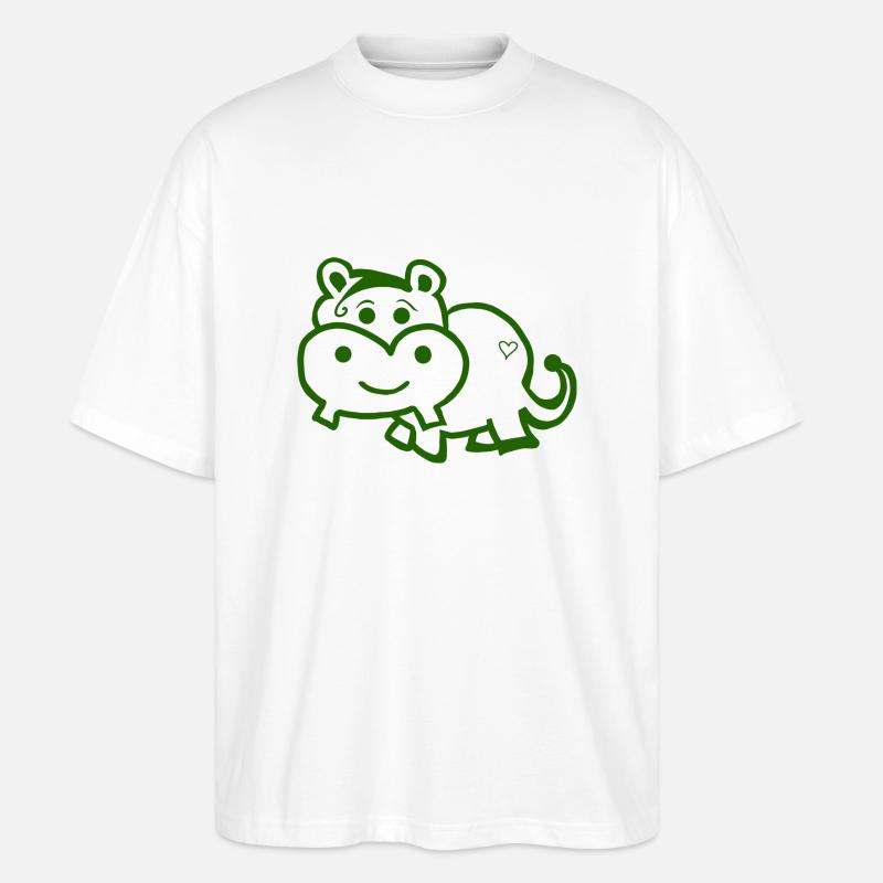 Nilpferd - Wildtier süss - Stanley/Stella Oversized Unisex Bio T-Shirt Blaster 2.0 - Weiß