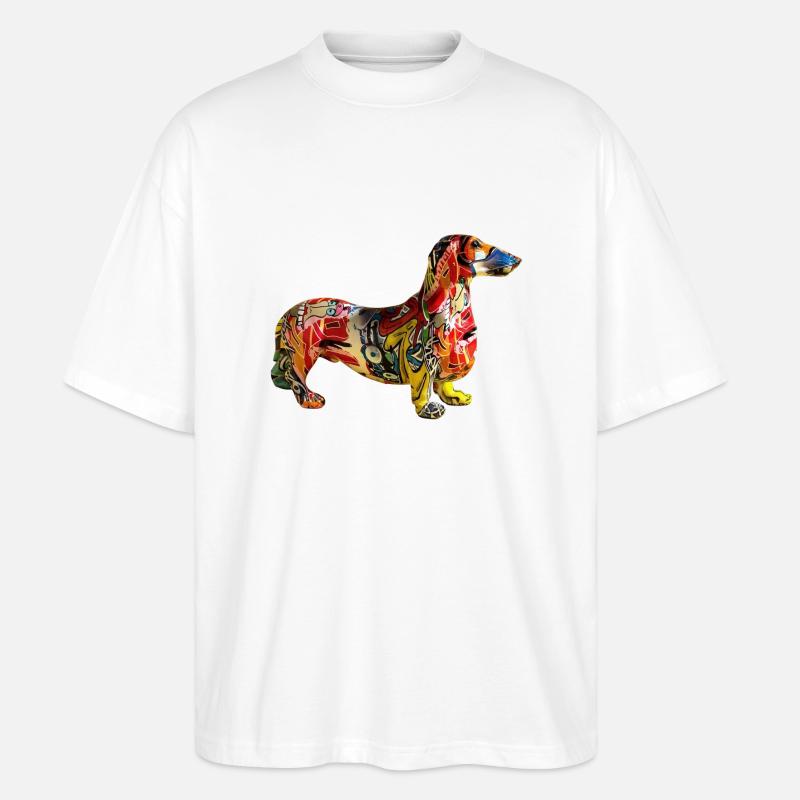 Hund Graffiti - Stanley/Stella Oversized Unisex Bio T-Shirt Blaster 2.0 - Weiß