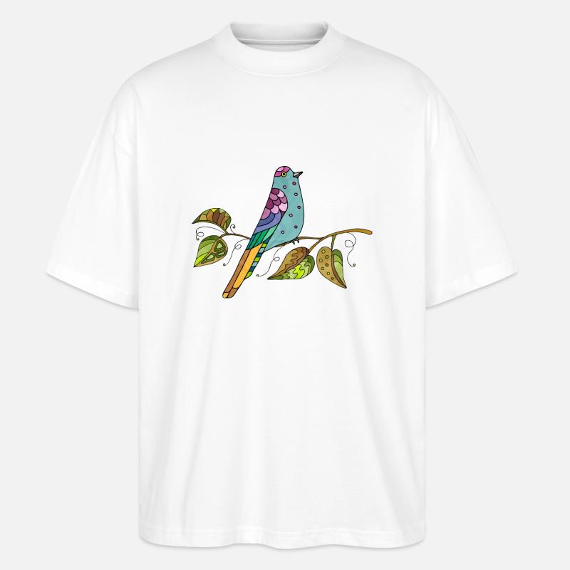 Bunter Vogel - Stanley/Stella Oversized Unisex Bio T-Shirt Blaster 2.0 - Weiß