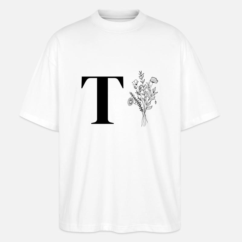 Minimalistisches Blumenmuster - Stanley/Stella Oversized Unisex Bio T-Shirt Blaster 2.0 - Weiß