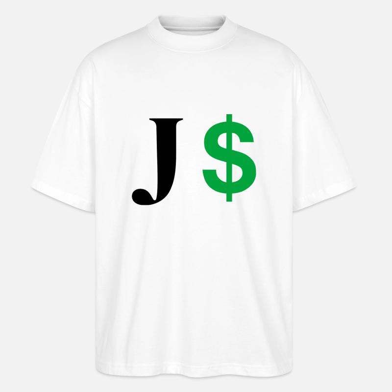 Buchstabe j Dollar - Stanley/Stella Oversized Unisex Bio T-Shirt Blaster 2.0 - Weiß